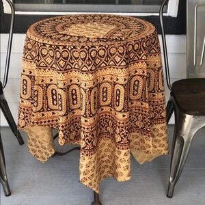 Elegant Indian Brown and Cream Tablecloth